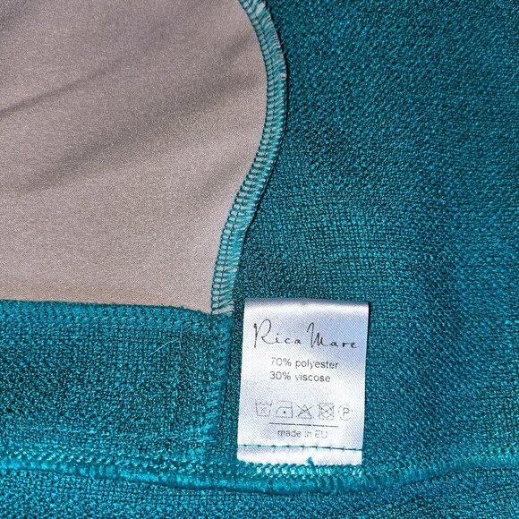 NWOT RICA MARE (Ukraine) Teal Cap Sleeve Mini Dress With Pockets Size Medium - Picture 7 of 7